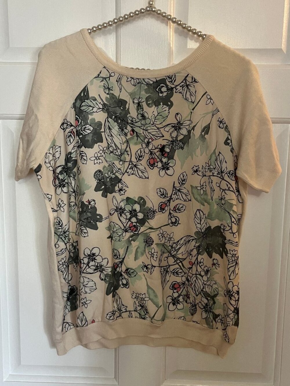Dorothy Perkins Ladies Crew Neck Mixed Media Short Sleeve Knit Sweater Size 12